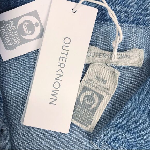 OUTERKNOWN Wyatt Long Sleeve Button Front Denim Jumpsuit Blue Size Medium‎ New - Picture 5 of 15